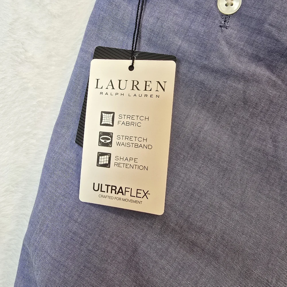 NWT Ralph Lauren UltraFlex 100% Cotton Edgewood Dress Pants Light Blue 34x30